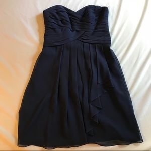 Navy sweetheart strapless dress
